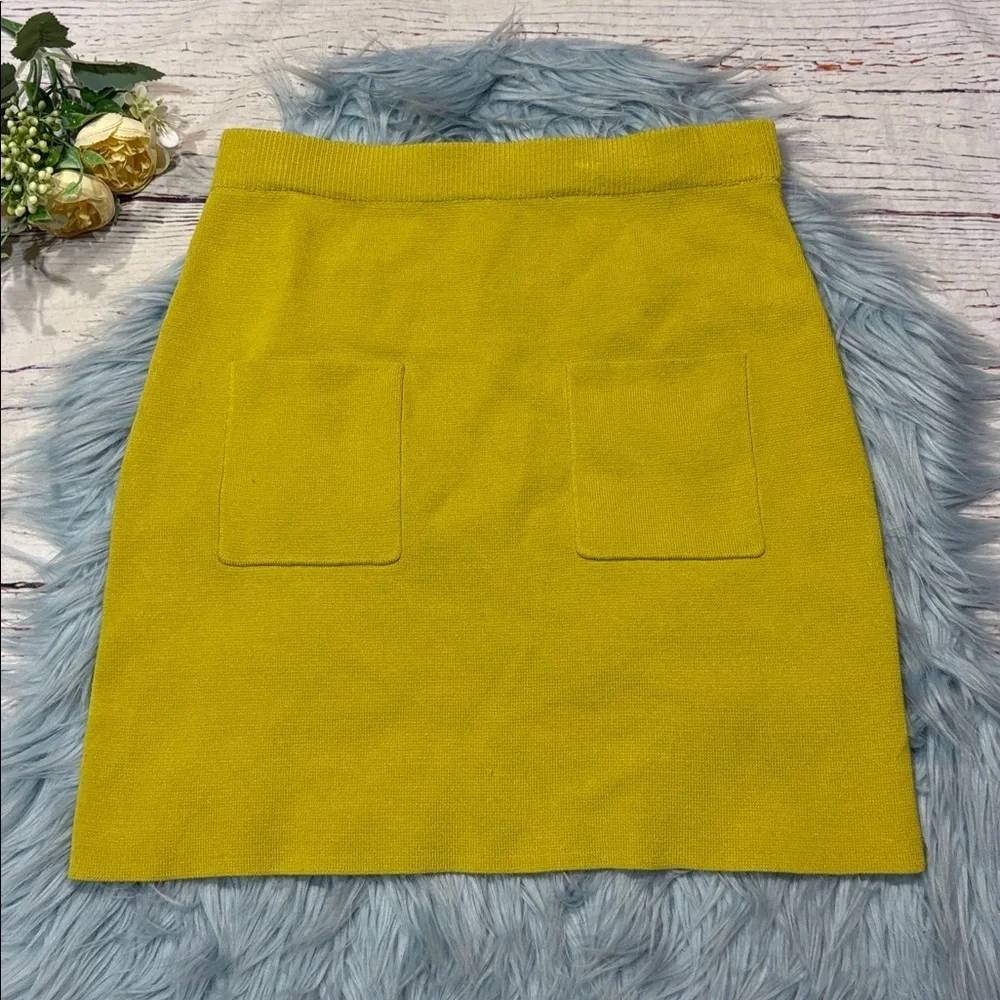 Anthropologie Flat White Mustard Yellow Pocket Mini Skirt